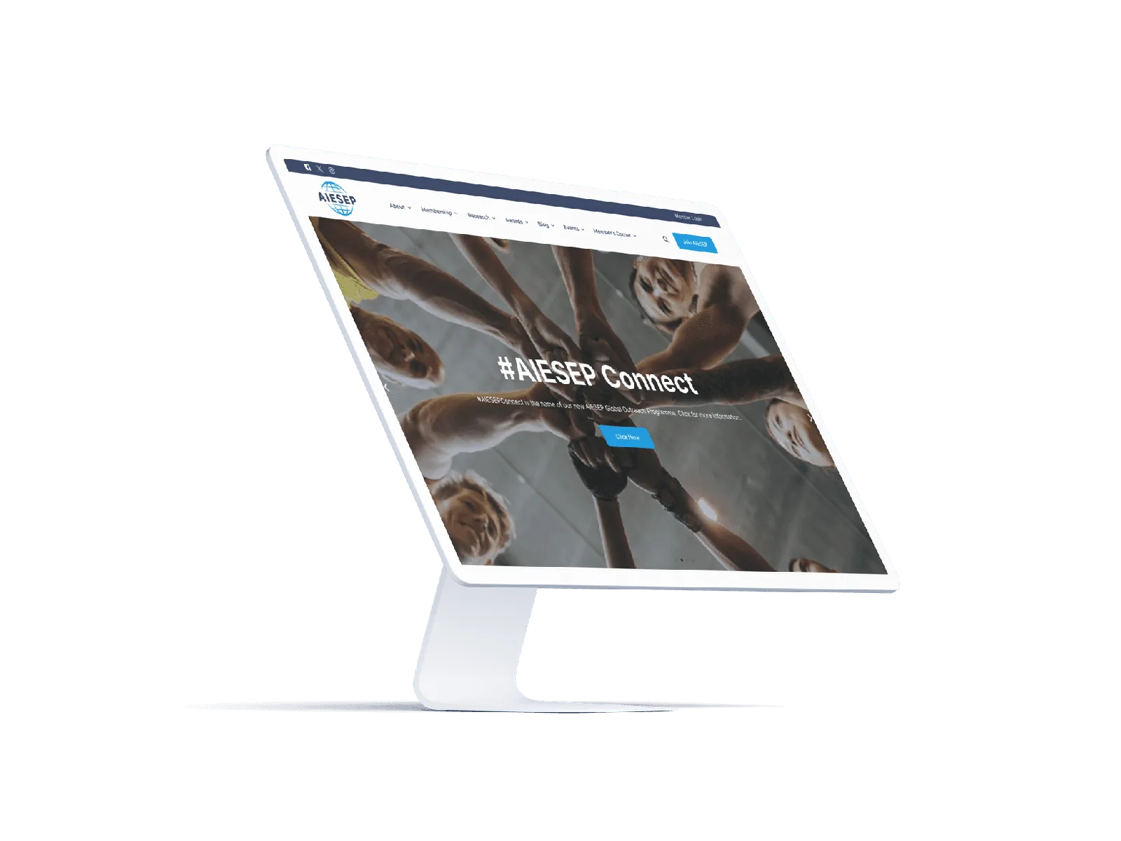 AIESEP Connect homepage displayed on a monitor by Vancouver Website Design.