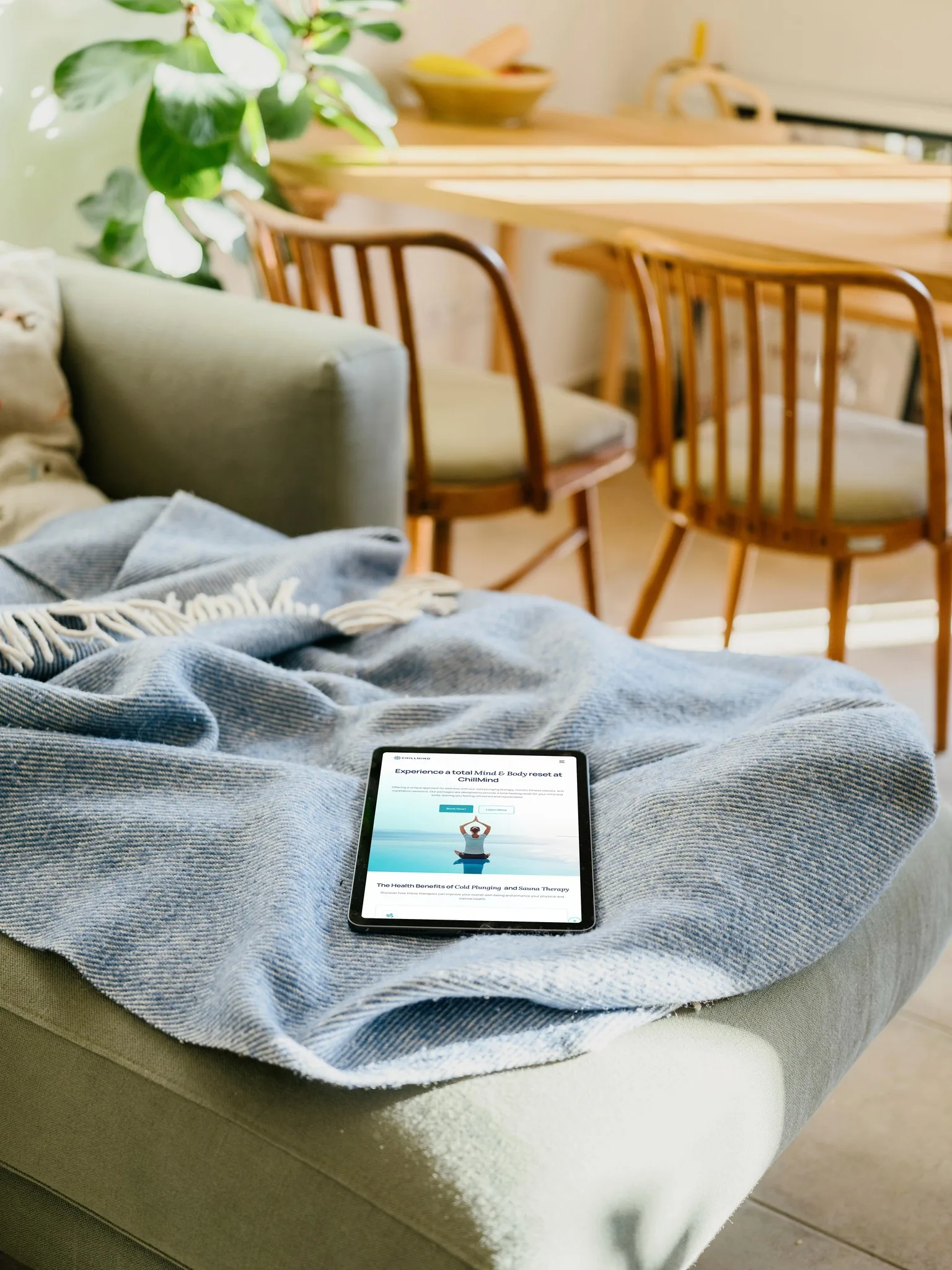 Wellness website on tablet, demonstrating thoughtful website design.