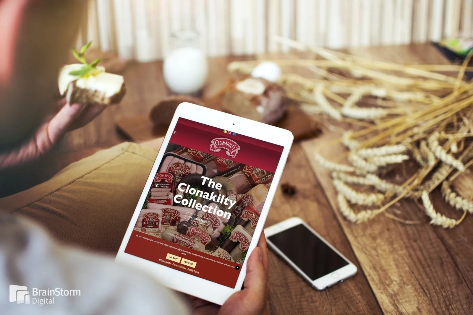 Clonakilty Collection on tablet, showcasing ecommerce website design.