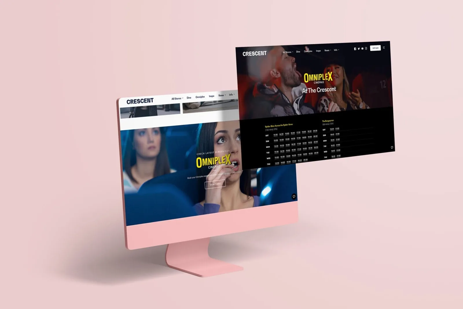 Showtime listings interface showcasing premium website design solutions.