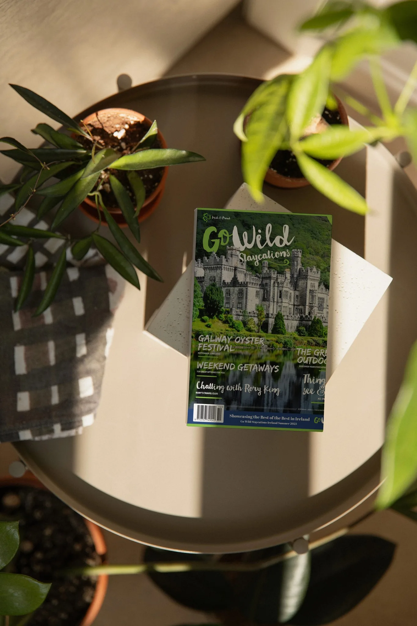 Go Wild Staycations magazine cover with domestic castle, for website design.