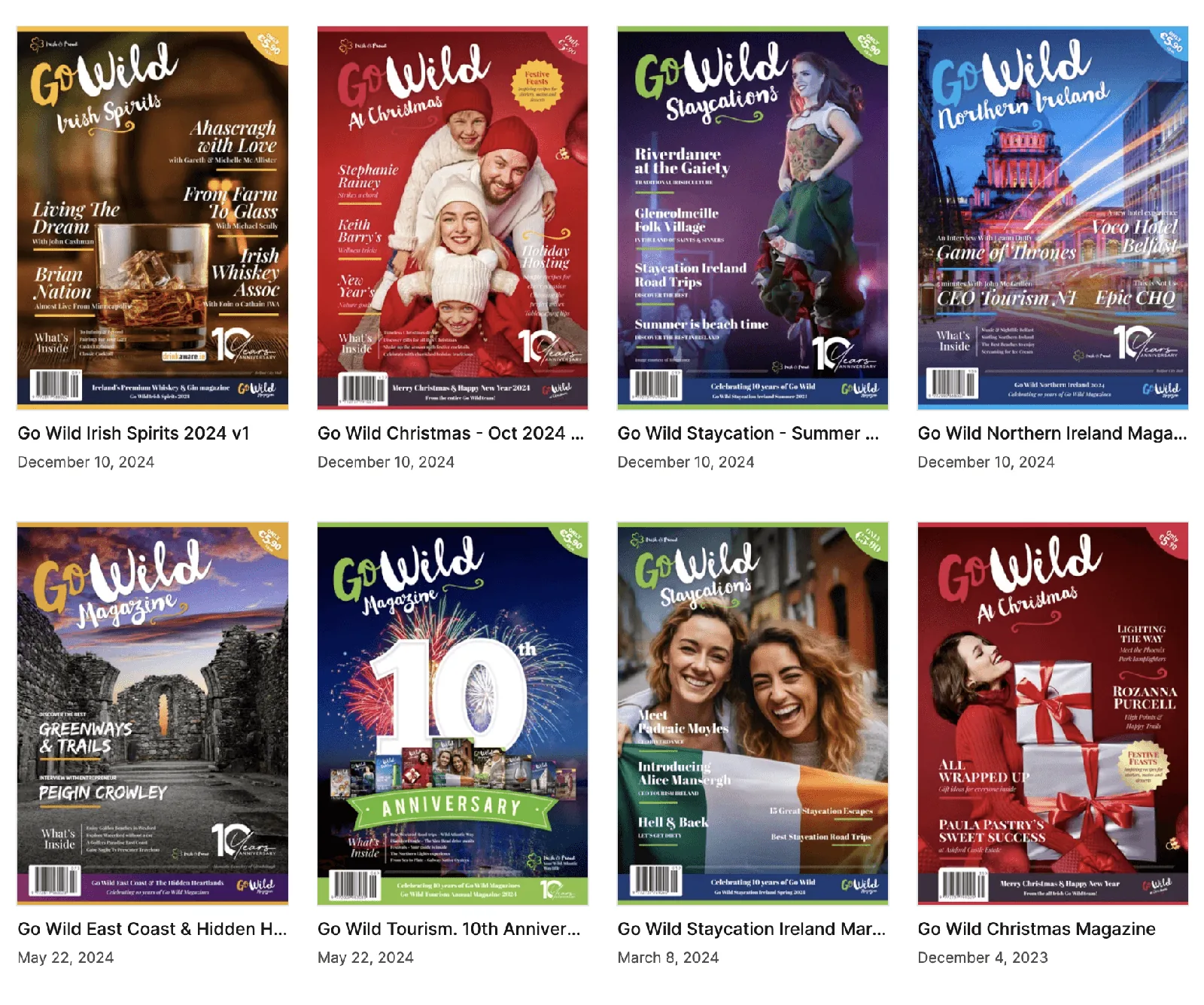 Display of Go Wild magazine covers, showcasing Vancouver Website Design projects.