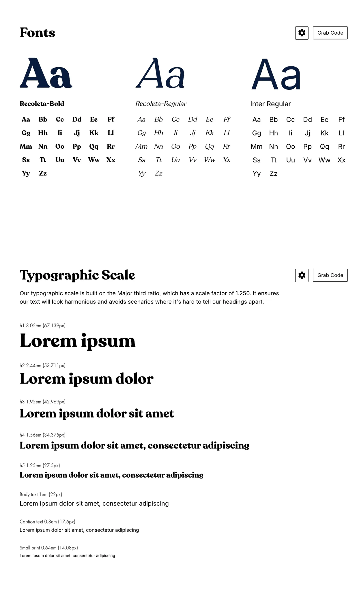 Vancouver Website Design the region showcases typography guidelines and a typographic scale.