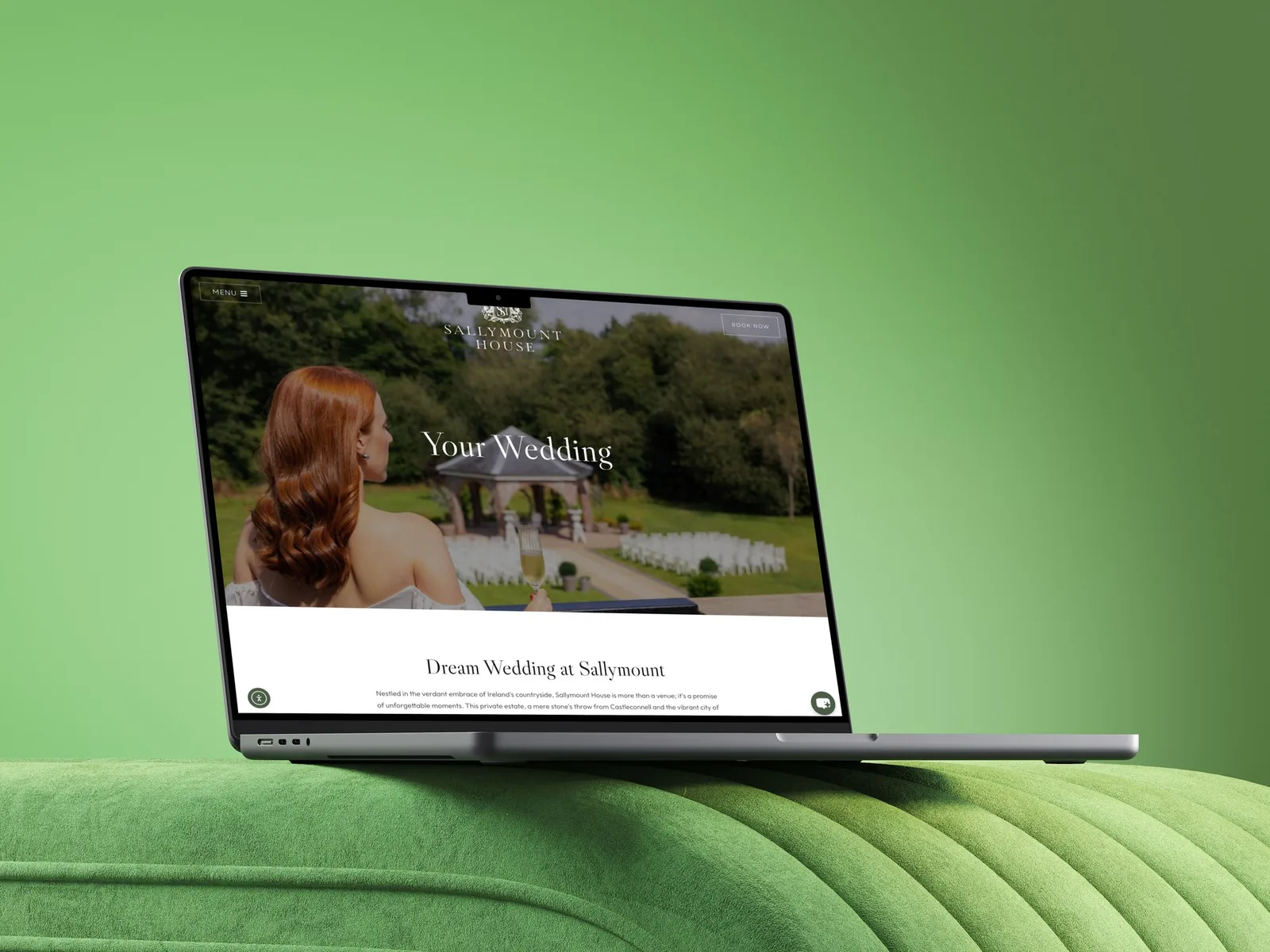 Wedding venue website on laptop by Vancouver Website Design the region.