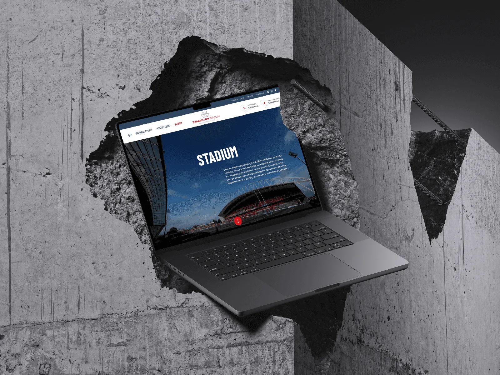 Thomond Park Stadium website shown on laptop, demonstrating website design.