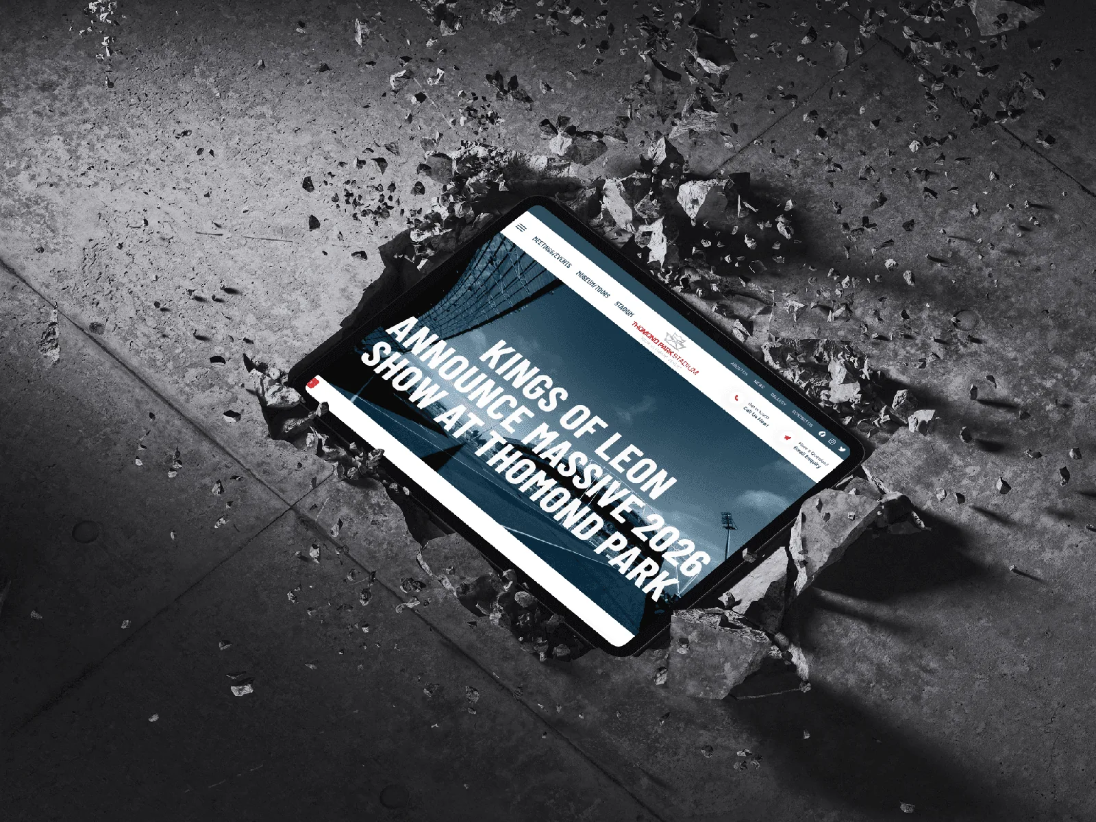 Thomond Park website on tablet, exemplifying website design.